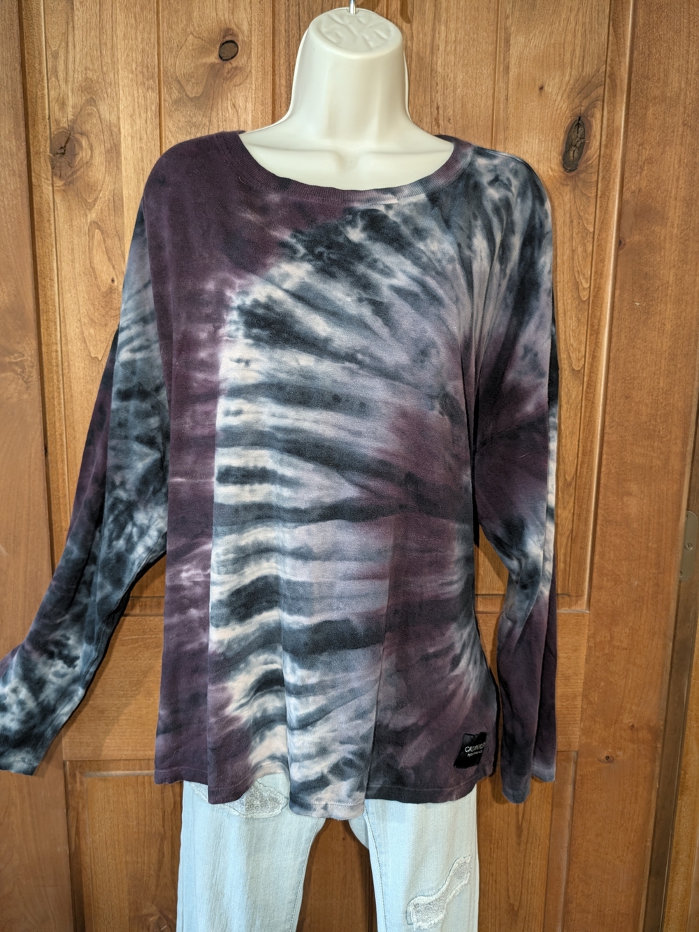 Calvin Klein Performance Purple and Gray Tie-Dye Long Sleeve Tee